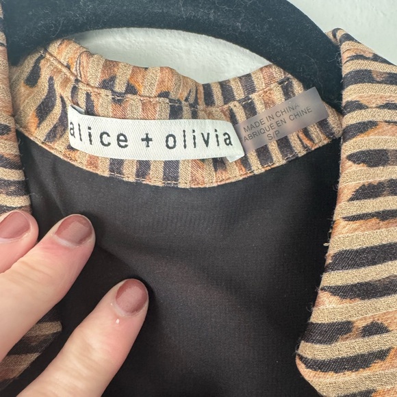 Alice + Olivia Animal Print Sheer Button Up Top - Picture 6 of 8